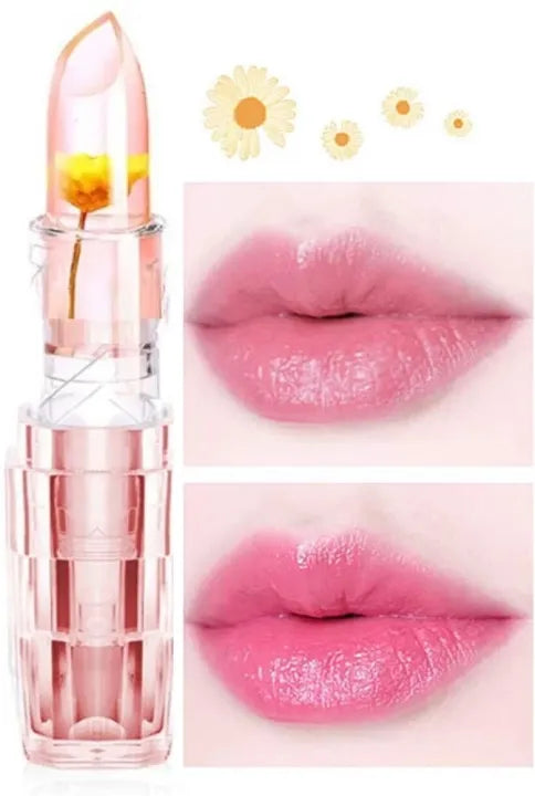 Transparent Flower Jelly Lipstick Temperature Change Color Long Lasting Waterproof