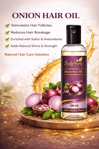 Onion Hair Oil – Natural Hair Growth & Anti-Hair Fall Oil with Sulfur & Antioxidants 100ml