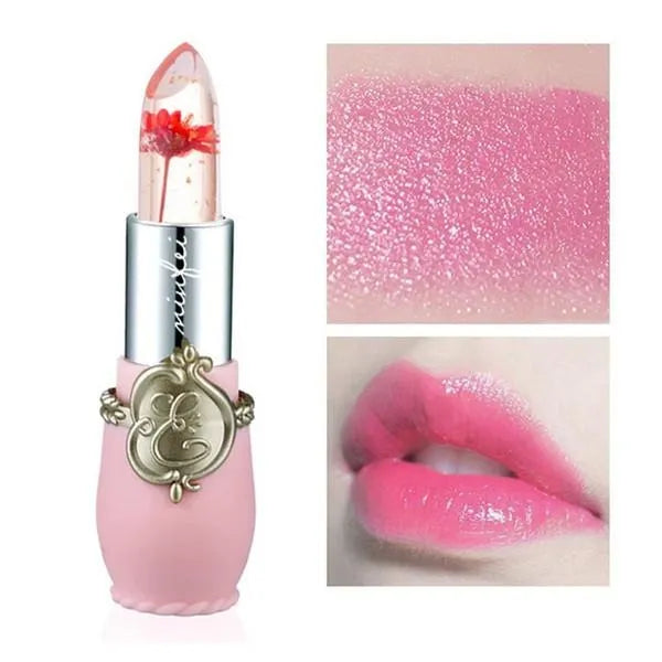 Transparent Flower Jelly Lipstick Temperature Change Color Long Lasting Waterproof