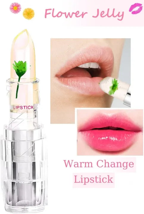 Transparent Flower Jelly Lipstick Temperature Change Color Long Lasting Waterproof